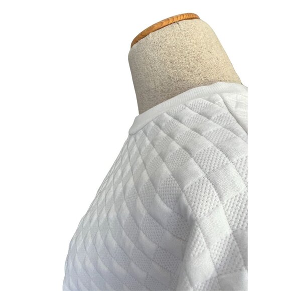 Paper Crane Women Medium White Quilted Long Sleeve Sweater Sweatshirt Checkered - Picture 3 of 7